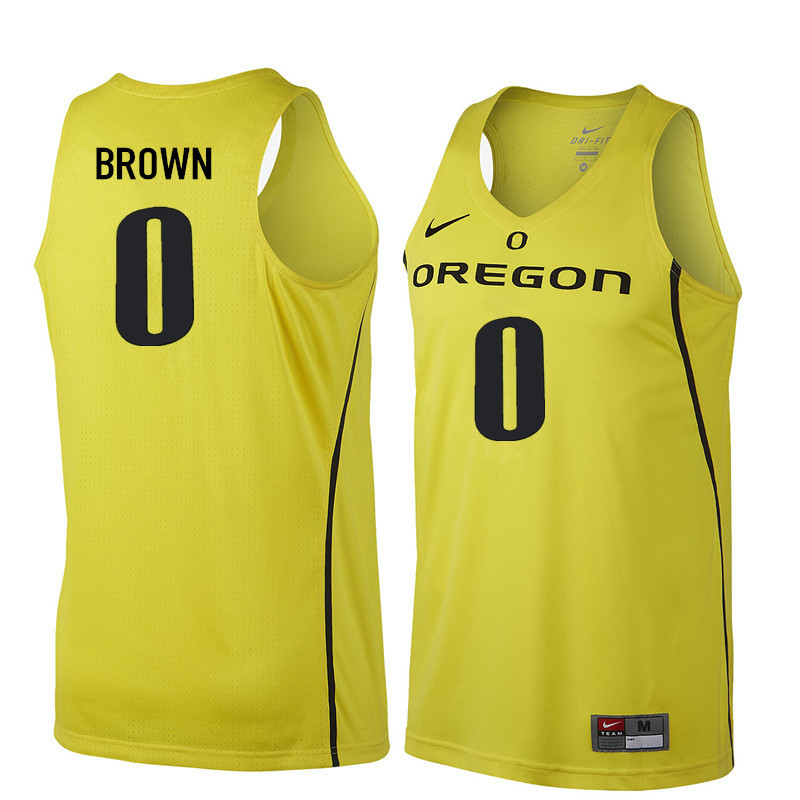 Men #0 Troy Brown Oregon Ducks College Basketball Jerseys Sale-Yellow